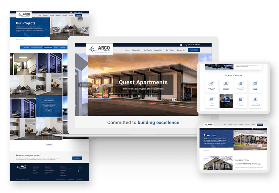 Lindersontelda created the website for construction company ARCO to present their services